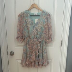 Sienna Sky Paisley Dress in Blue and Pink